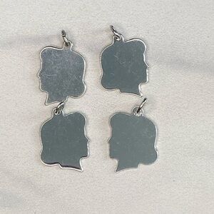 4 Little girl silhouette‎ charms sterling silver 925
